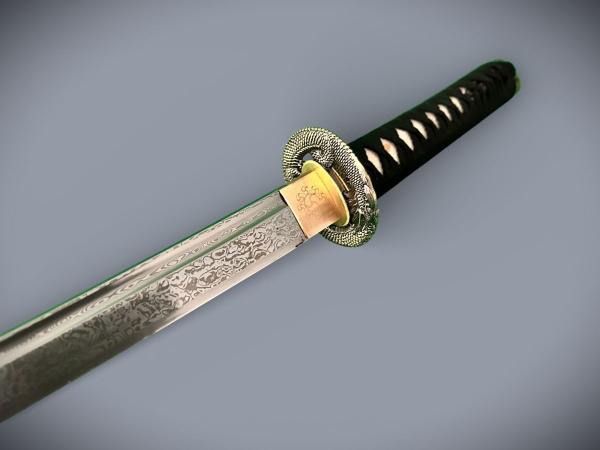 Dragon Schwerter-Set mit 12-mal gefalteter Damast-Klingen Feng Lin Handgeschmiedetes Samurai Schwerter-Set
